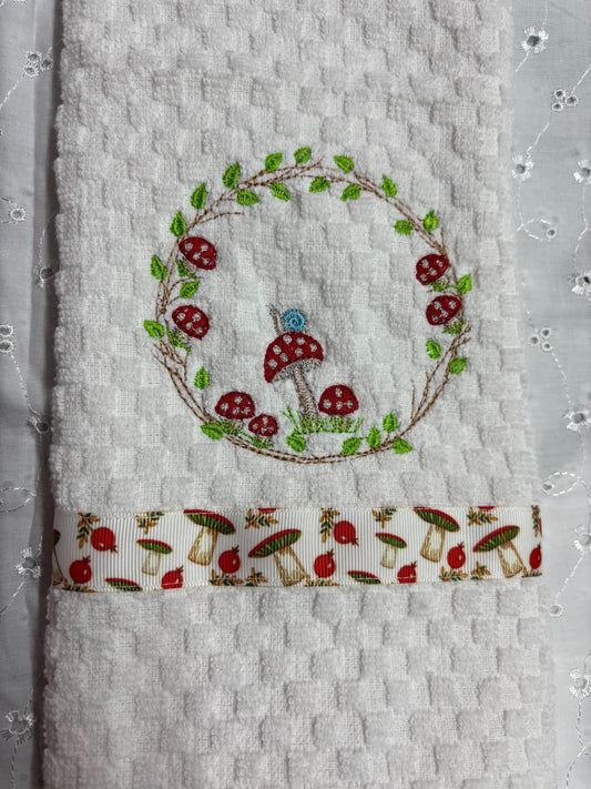 Add a Touch of Nature: Embroidered Mushroom Towel