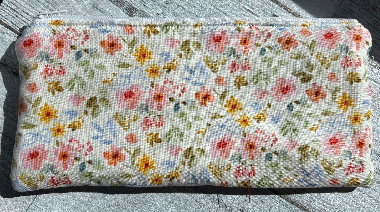 Zippered Pencil Pouch Organizer: Fabric Pen Case, Small Makeup Bag