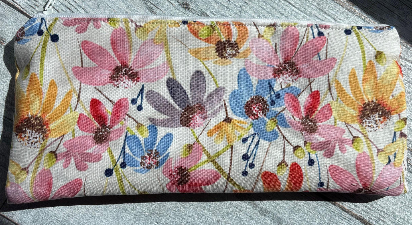 Zippered Pencil Pouch Organizer: Fabric Pen Case, Small Makeup Bag