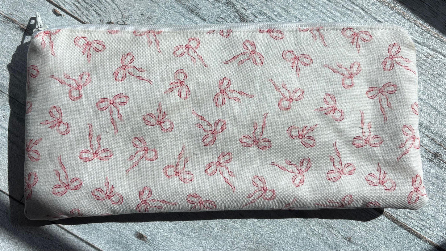 Zippered Pencil Pouch Organizer: Fabric Pen Case, Small Makeup Bag