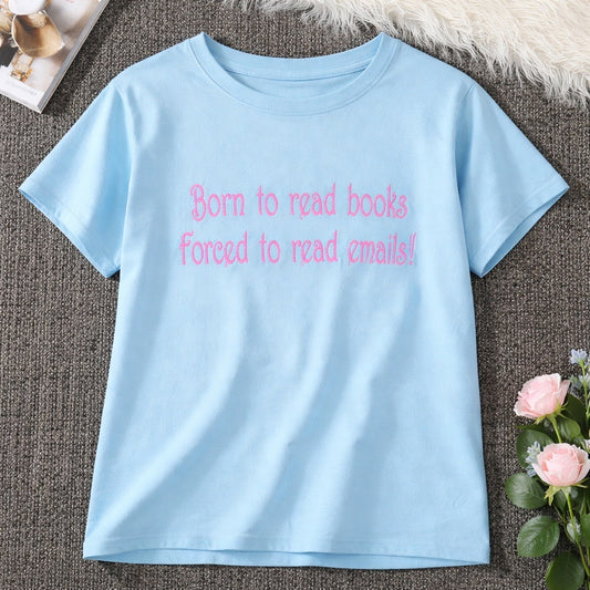 Born to Read: Embroidered Tee for Book Lovers!