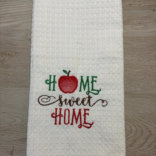 Embroidered Tea Towel: Home Sweet Apple Design, 100% Cotton
