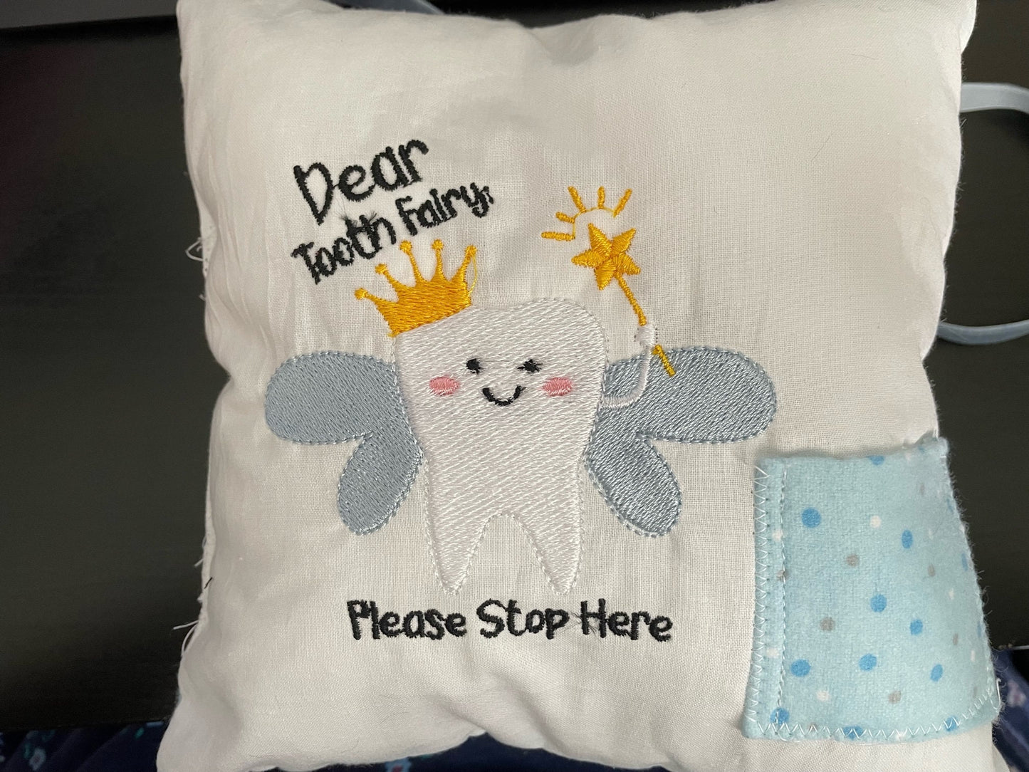Embroidered Tooth Fairy Pillow with Pocket: Customizable Kids Keepsake