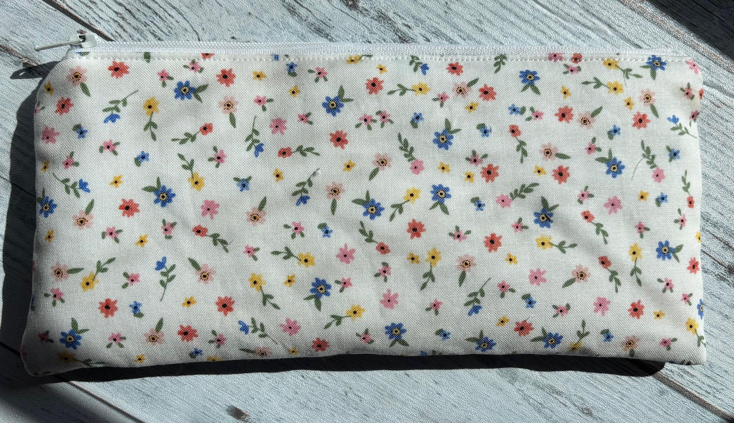 Zippered Pencil Pouch Organizer: Fabric Pen Case, Small Makeup Bag