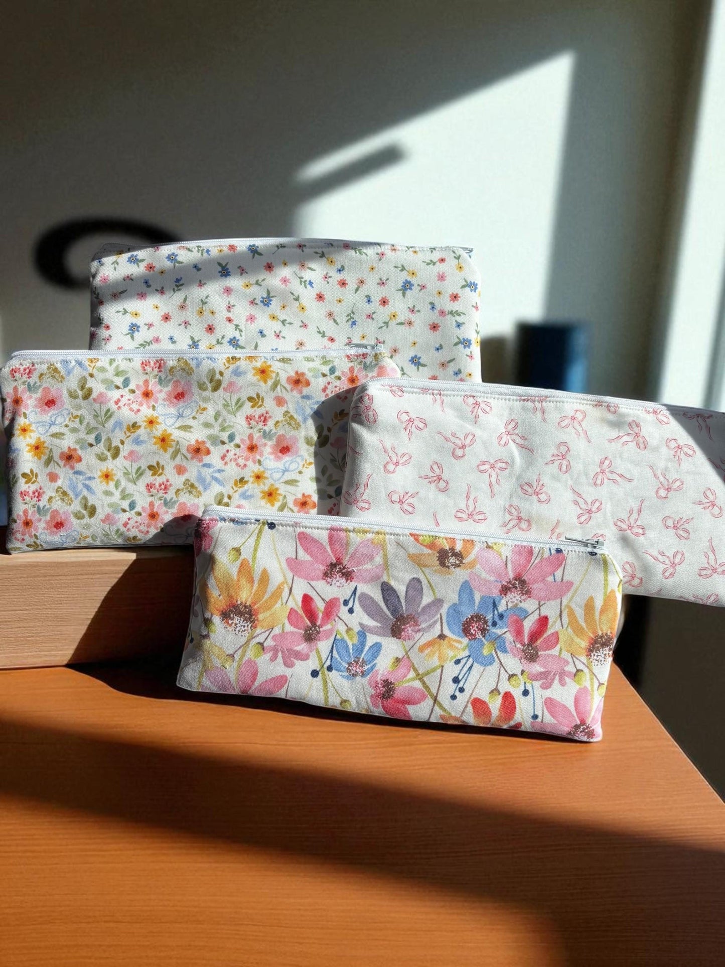 Zippered Pencil Pouch Organizer: Fabric Pen Case, Small Makeup Bag