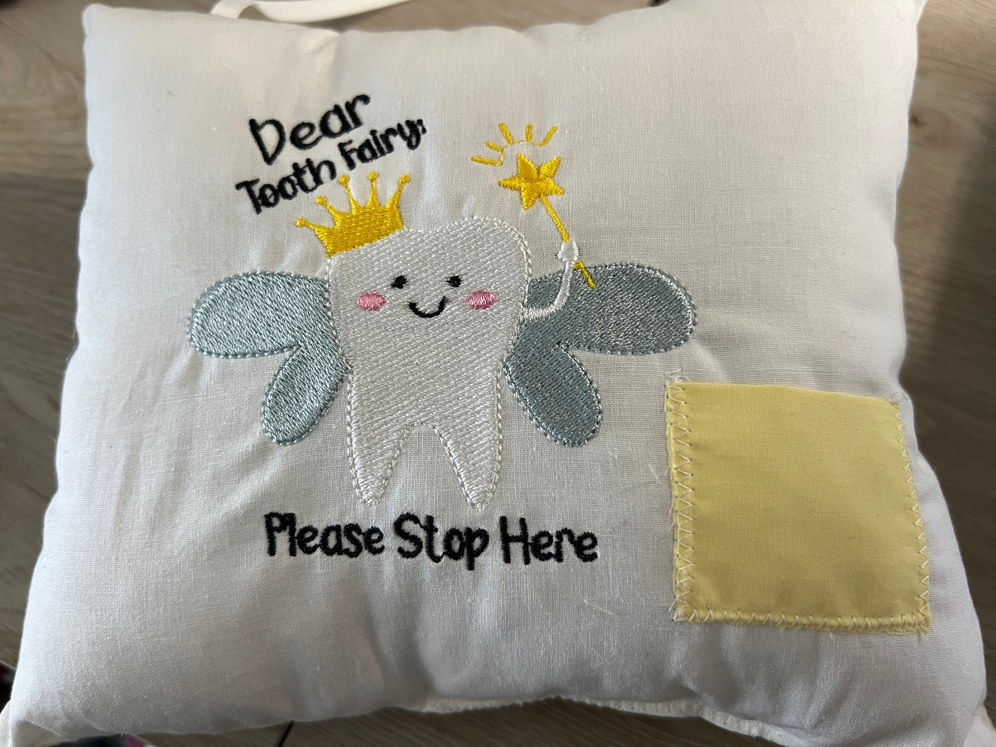 Embroidered Tooth Fairy Pillow with Pocket: Customizable Kids Keepsake