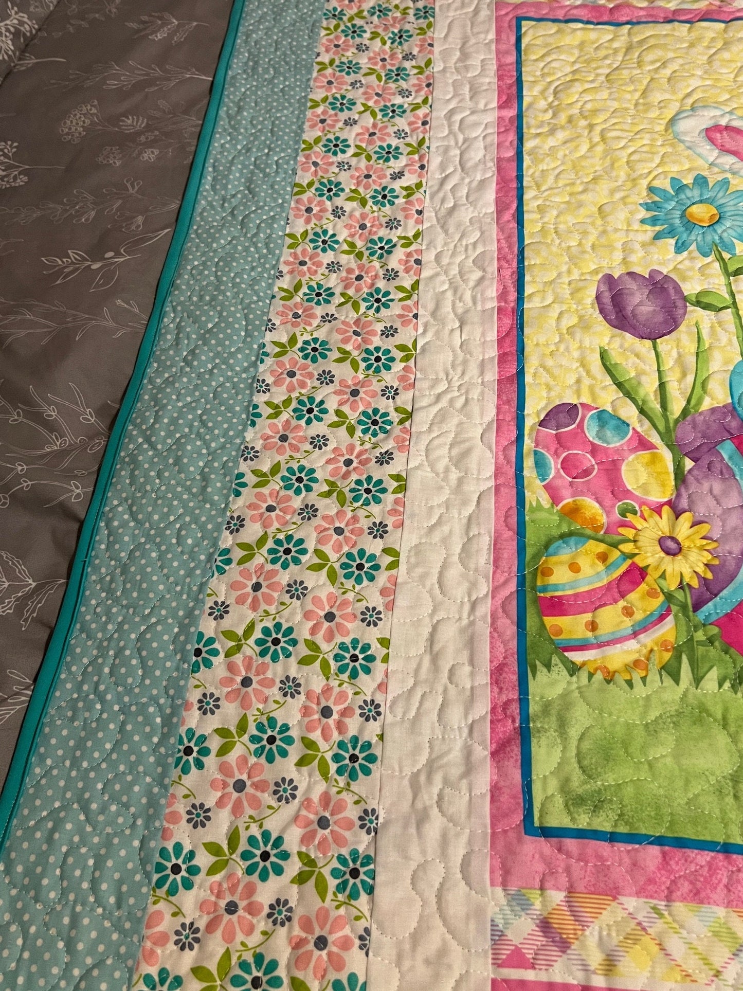 Easter Gnome Cotton Lap Quilt, Spring Throw Quilt (42.5x60.5in)