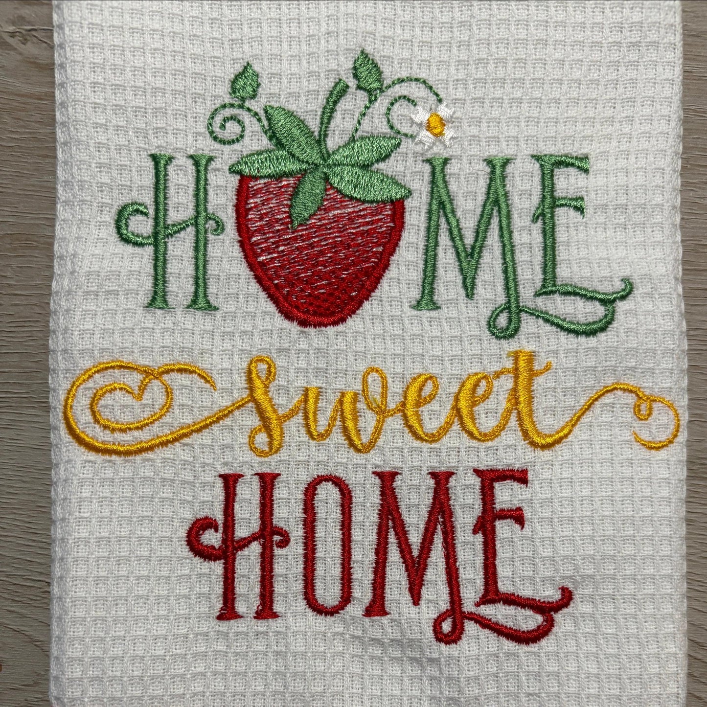 Embroidered Strawberry Tea Towel: Home Sweet Home Kitchen Decor