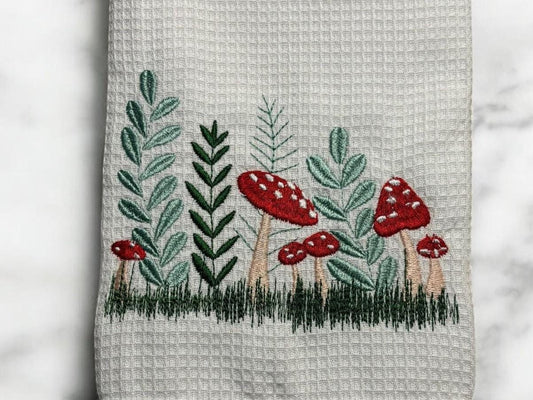 Embroidered Kitchen Towel with Toadstool Design - Cute Home Decor & Perfect Gift for Cooking Lovers, Housewarming Gift