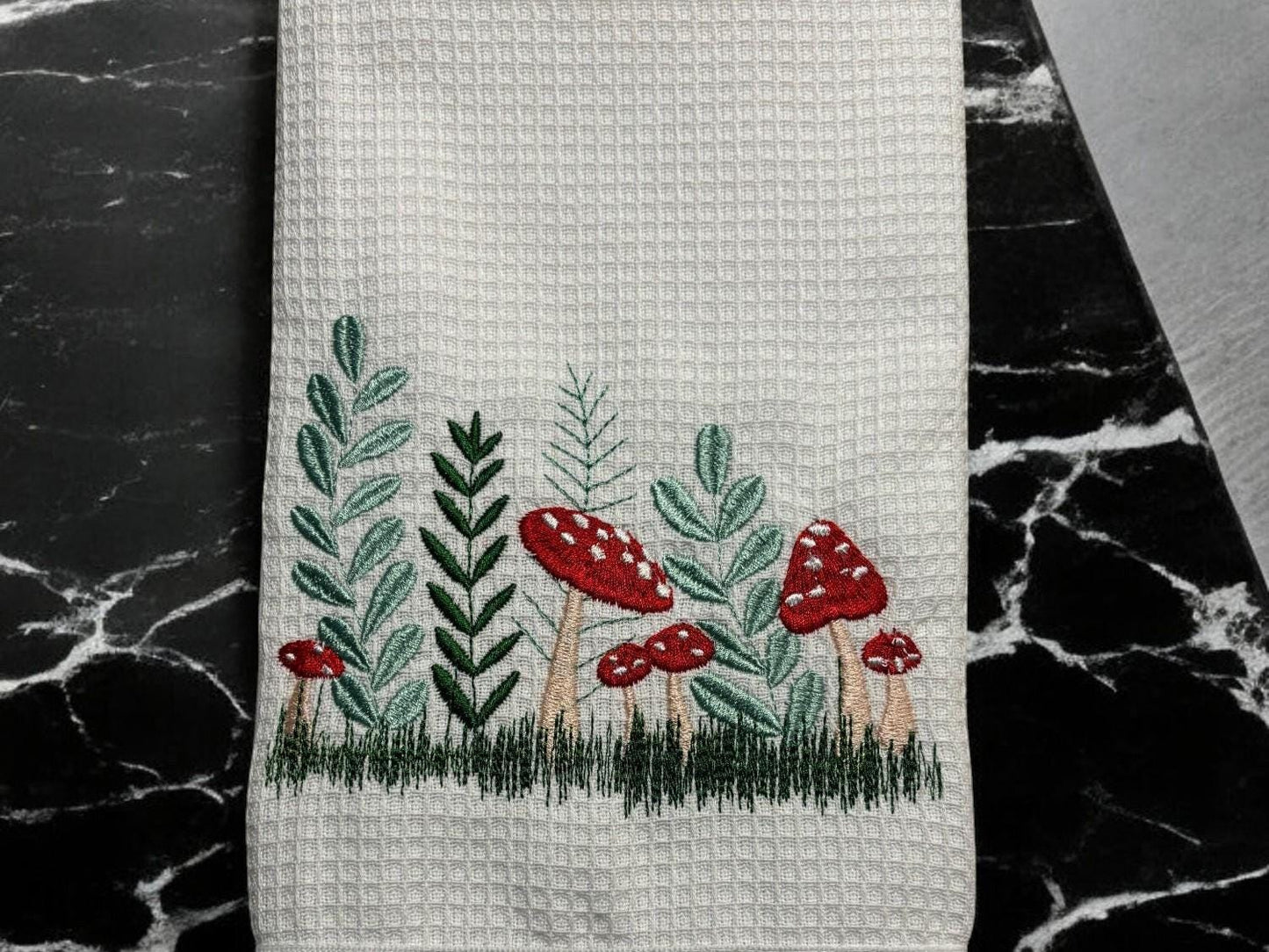 Embroidered Kitchen Towel with Toadstool Design - Cute Home Decor & Perfect Gift for Cooking Lovers, Housewarming Gift