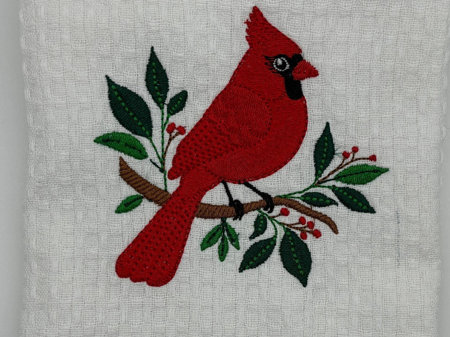 Embroidered Towel - Beautiful Cardinal Design for Christmas, Holiday Decor & Cozy Winter Vibes, Perfect Gift for Home
