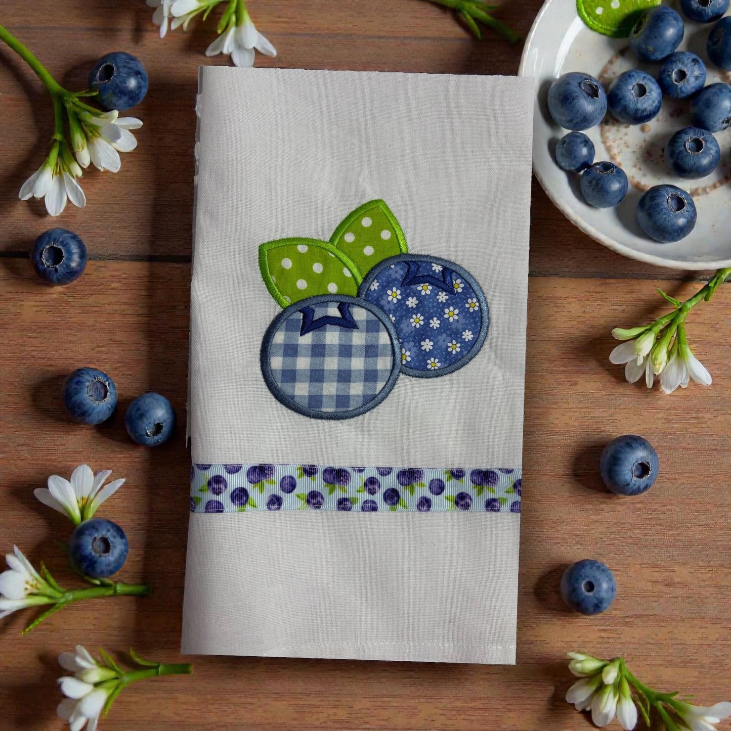 Kitchen Joy: Charming Blueberry Applique Towel