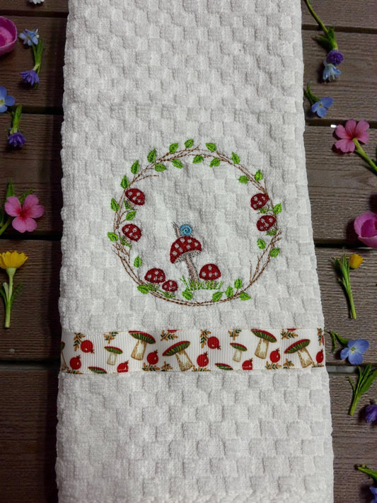 Add a Touch of Nature: Embroidered Mushroom Towel