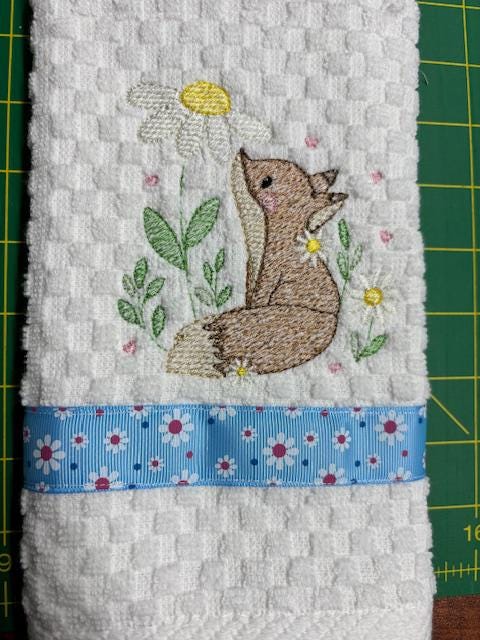 Charming Fox Embroidered Kitchen Towel for Your Home