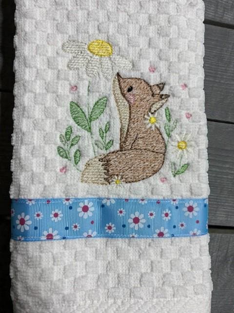Charming Fox Embroidered Kitchen Towel for Your Home