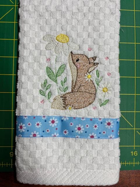 Charming Fox Embroidered Kitchen Towel for Your Home