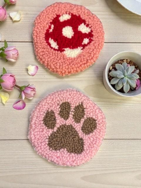 Vibrant Punch Needle Coasters: Artisan-Made Charm!