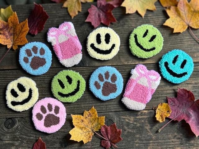 Punch Needle Coasters, 3 Inch Absorbent Decorative Drink Mats