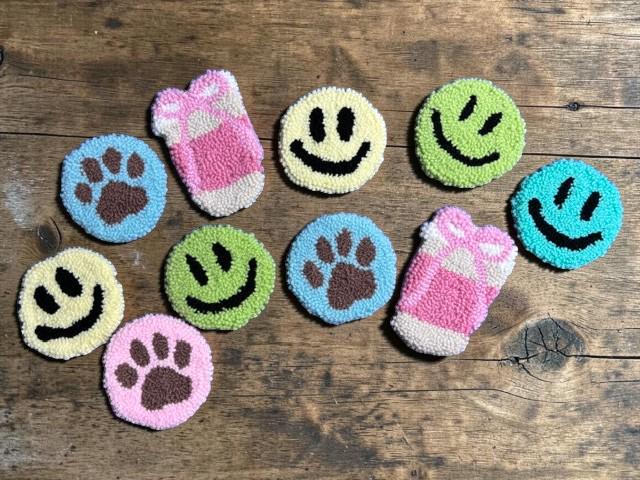 Punch Needle Coasters, 3 Inch Absorbent Decorative Drink Mats
